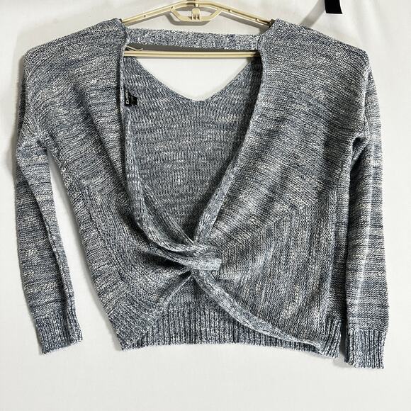 Express Sweater Women Size M Blue Twist Back VNeck Made in USA Y2K Preppy Dance - Picture 1 of 8